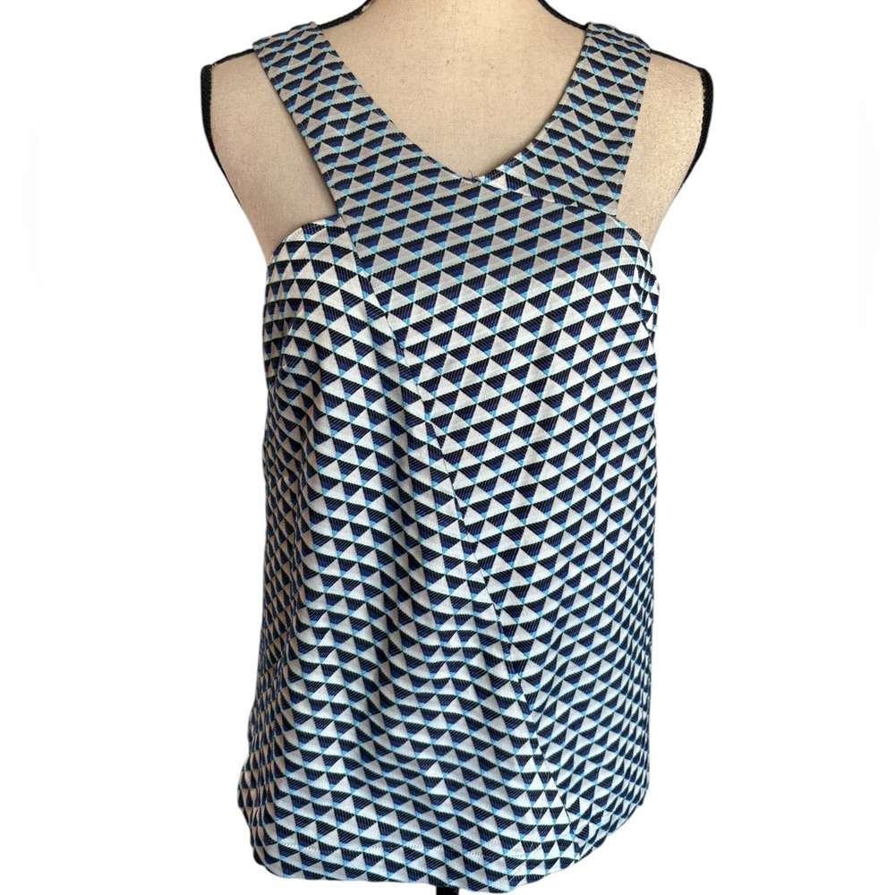 Anthropology HD in Paris Blue & White symmetric top size 14